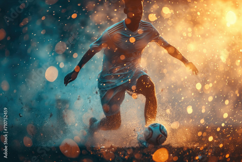 Football or Soccer player at championship match. Generative AI photo
