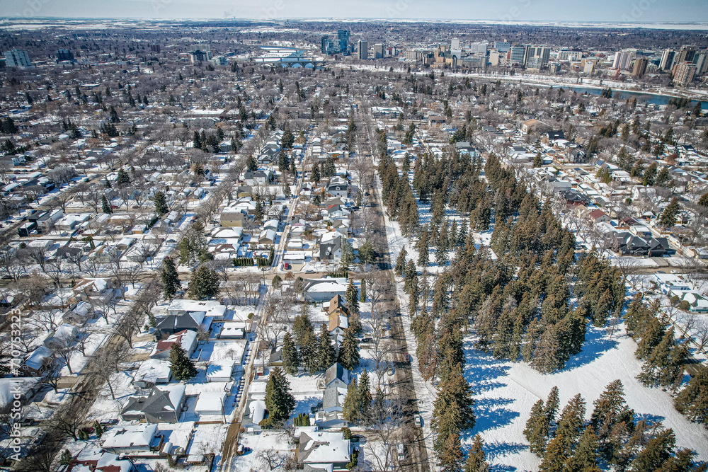 Varsity View Neighborhood Aerial View in Saskatoon