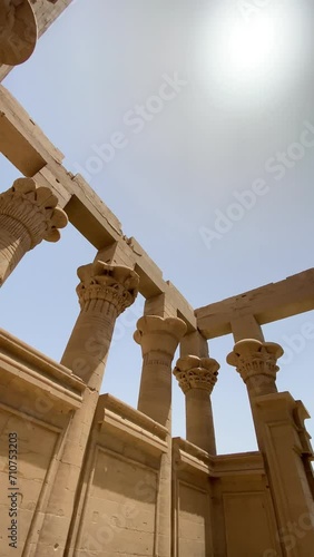 philae temple columns egypt vertical 4k photo