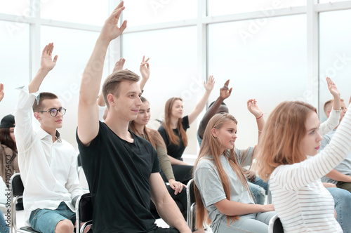 students ask questions during the youth semina