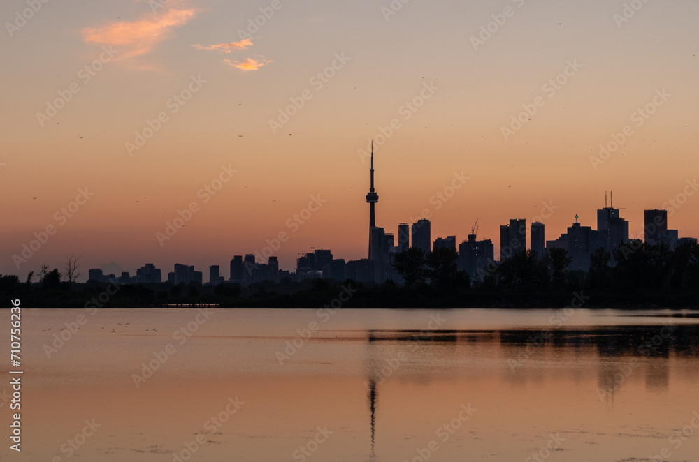 Toronto city skyline at dusk