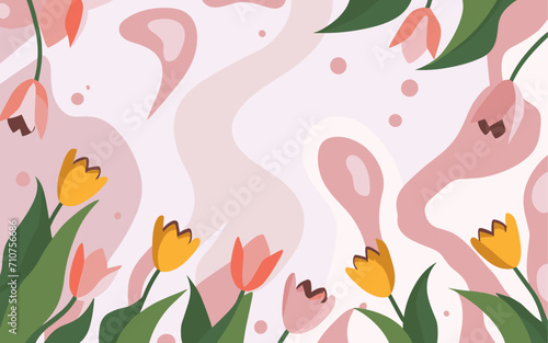 Abstract tulip background poster. Good for fashion fabrics  postcards  email header  wallpaper  banner  events  covers  advertising  and more. Valentine s day  women s day  mother s day background.