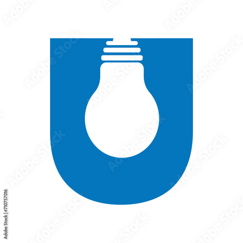 Light Bulb Logo combine with letter U vector template