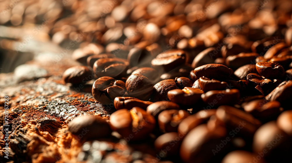 fresh coffee beans on the table. Selective focus. fresh coffee beans on the table. Selective focus.