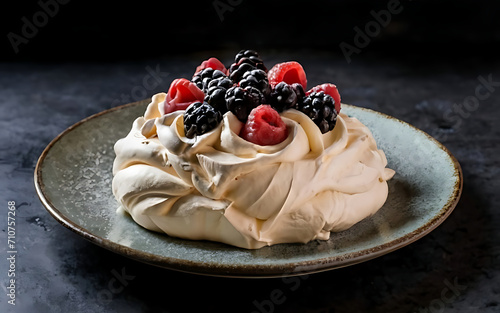 Capture the essence of Pavlova in a mouthwatering food photography shot