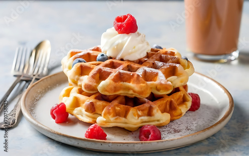 Capture the essence of Waffles in a mouthwatering food photography shot