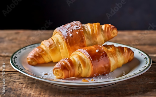 Capture the essence of Croissant in a mouthwatering food photography shot photo