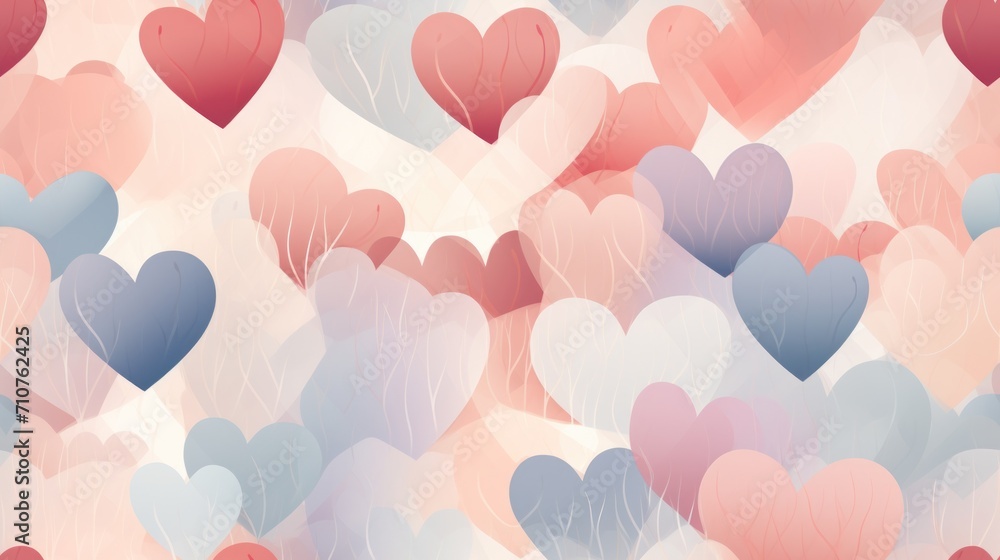  a lot of hearts that are in the shape of a heart on a pink, blue, red and white background.