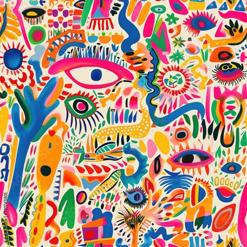 Whimsical Abstract Colorful Seamless Modern Art Pattern