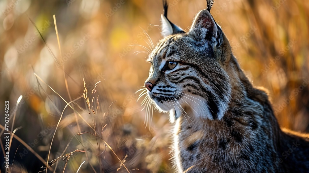 Fototapeta premium Portrait of a lynx surrounded by nature. Created with Generative Ai technology