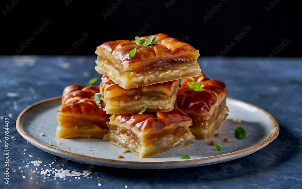Capture the essence of Baklava in a mouthwatering food photography shot Capture the essence of Baklava in a mouthwatering food photography shot