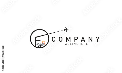 F logo, letter F with plane and wing combination, usable for aviation business and company logos photo