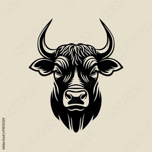 Head of bull farm animal black color