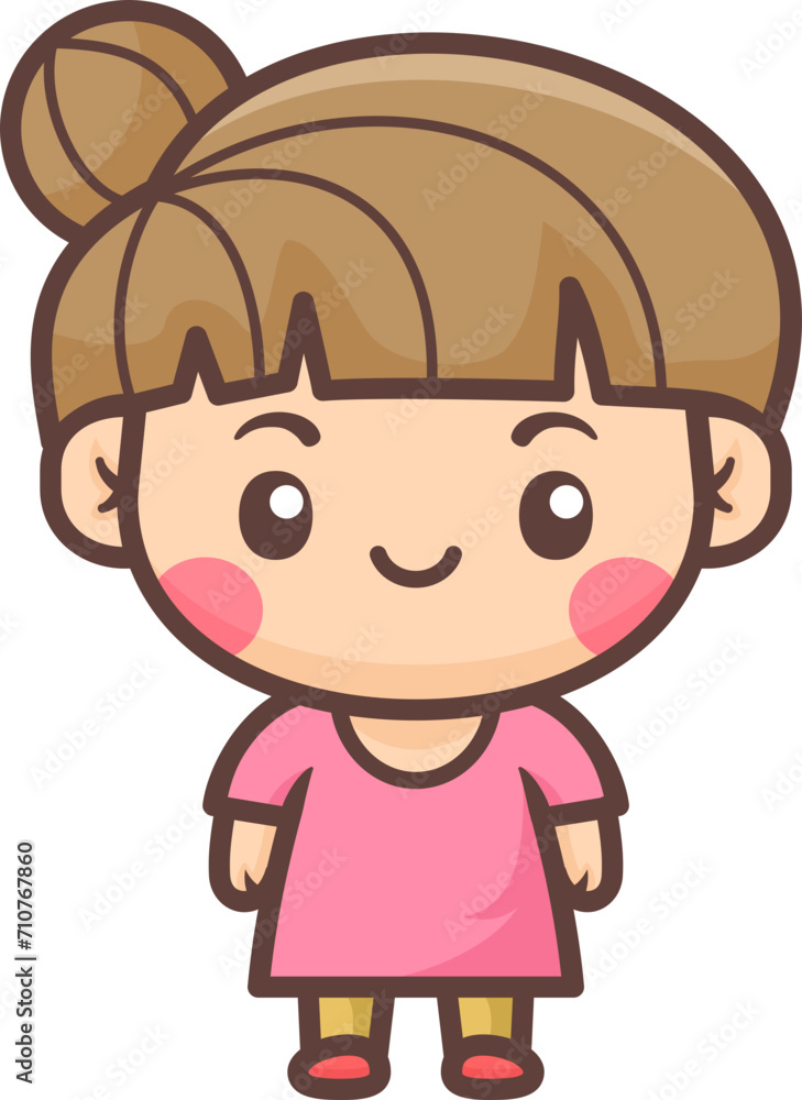 Cute happy little girl cartoon illustration Cute happy little girl cartoon illustration