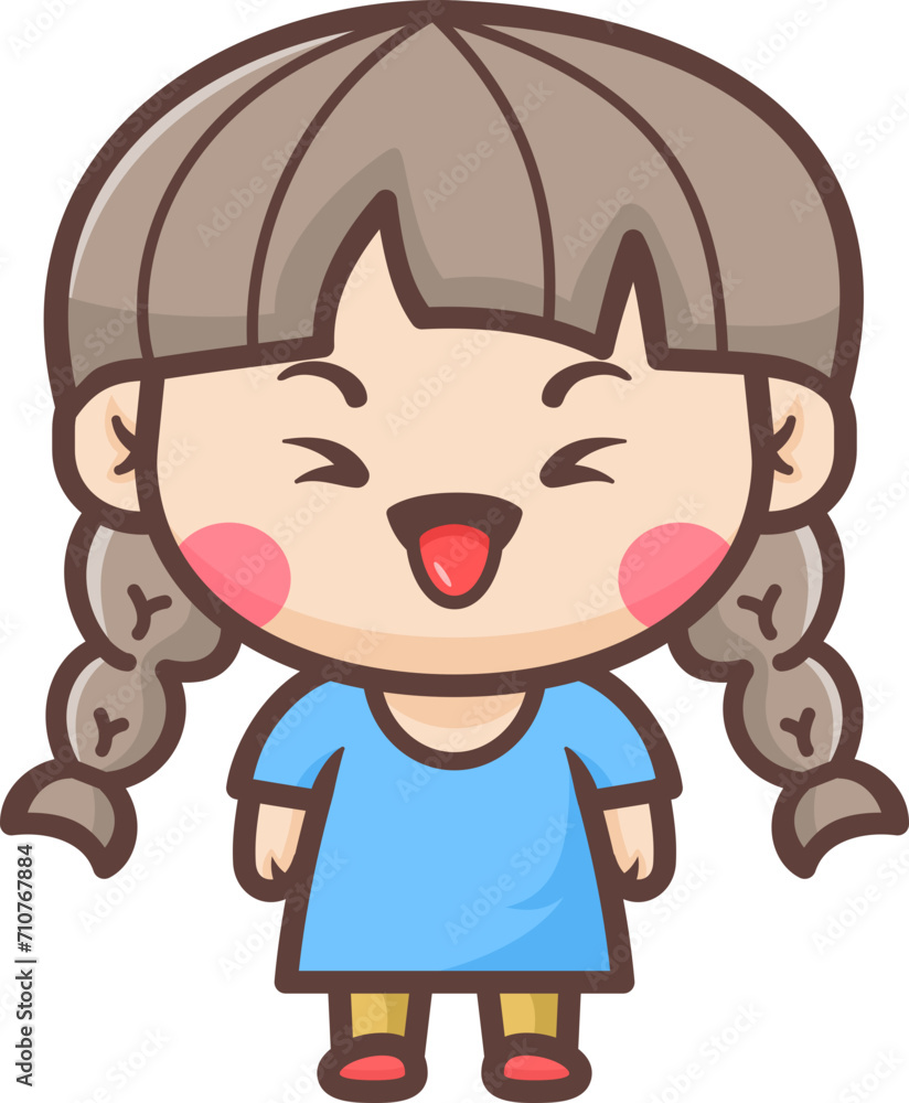 Cute happy little girl cartoon illustration Cute happy little girl cartoon illustration