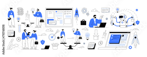 Entrepreneurship. Tech innovation. Startup culture. People workers searching for new ideas. Innovation business inspiration research, analysis Development and science technology. Startup collaboration