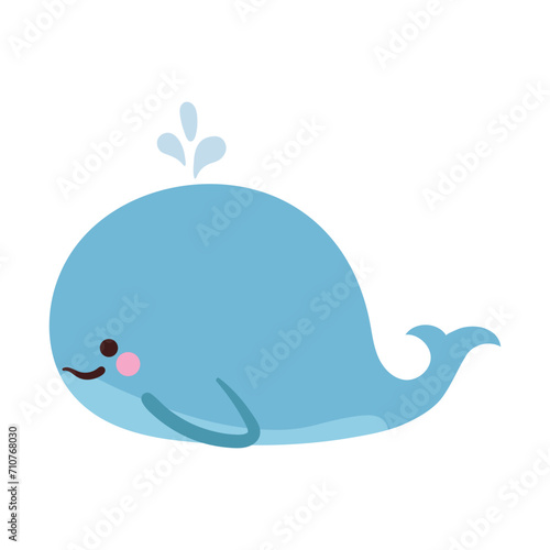 hand drawing cartoon whale. cute fish drawing