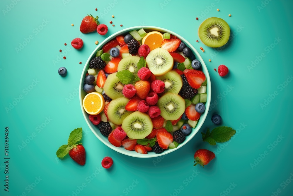 Fresh fruits in a bowl on a green background. Fresh fruits in a bowl on a green background.