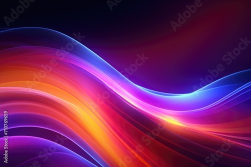 Abstract futuristic background with purple and blue glowing neon moving high speed wave lines