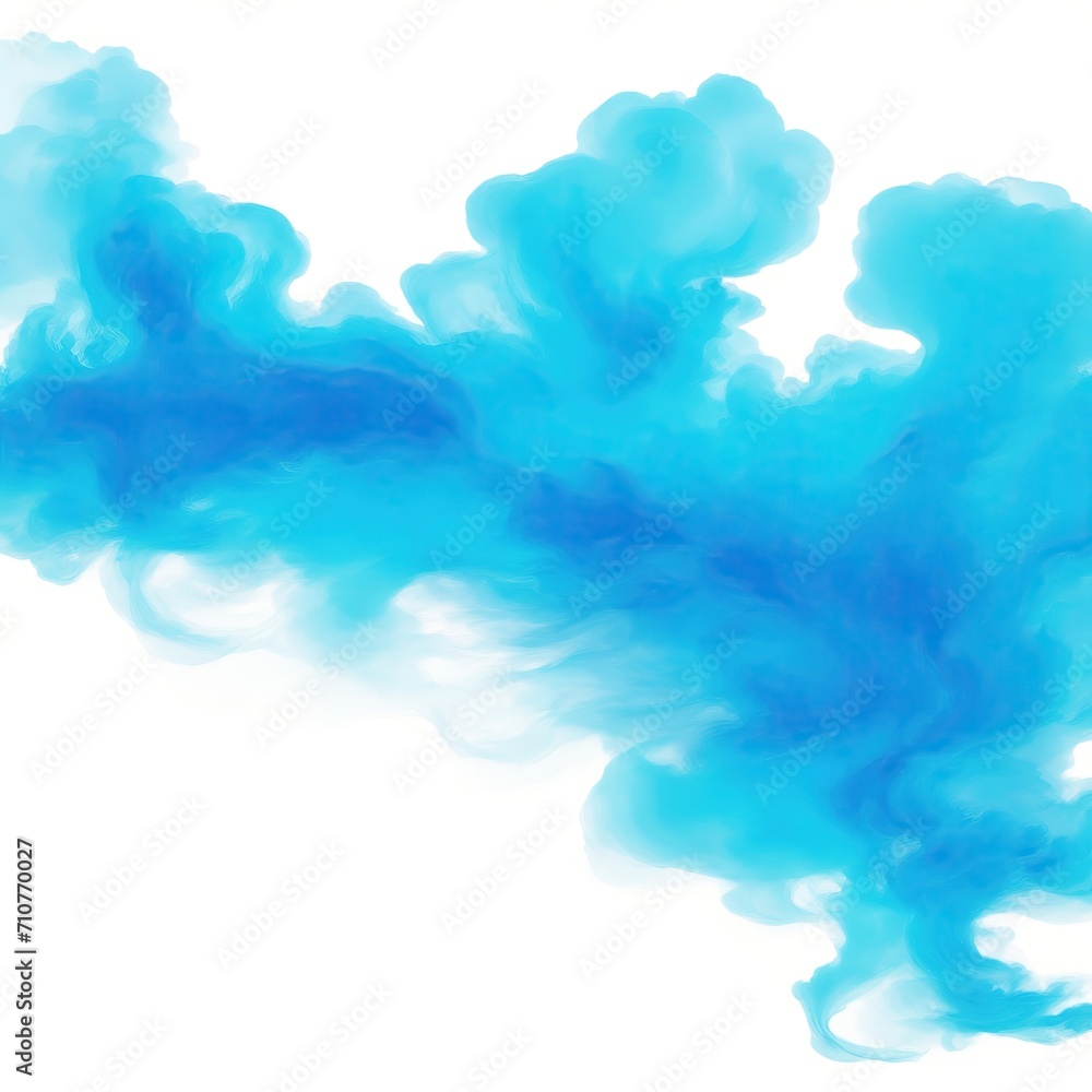 Fototapeta premium Cyan fire flame smoke cloud texture isolated on white background