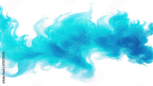 Cyan fire flame smoke cloud texture isolated on white background