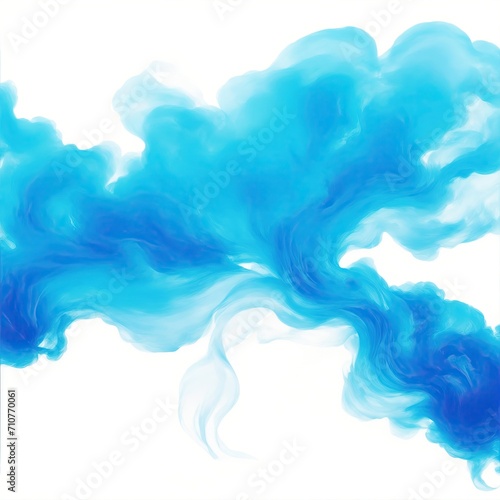 Cyan fire flame smoke cloud texture isolated on white background