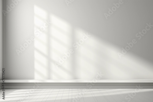 realistic and minimalist blurred natural light windows, shadow overlay on wall paper texture, abstract background. empty room. © pcperle