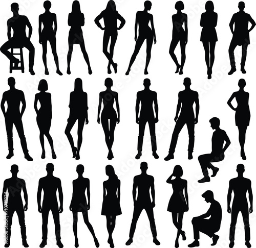 set of silhouettes of people