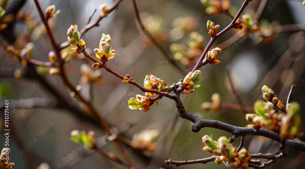 The delicate budding and initial indications of spring arrival The delicate budding and initial indications of spring arrival