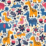 Animals seamless patterns, Patterns for kids, Patterns for imagination, Digital paper, Generative Ai, Illustration