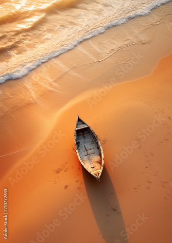 Tranquil Small Boat on Sandy Beach