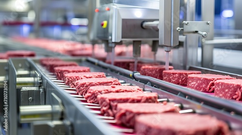 Burger Production Line: Conveyor in Meat Processing Shop