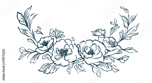 Timeless Peony Flower: Elegant Hand-Drawn Style, Floral Vector Arrangement for Prints and Decorative Gifts