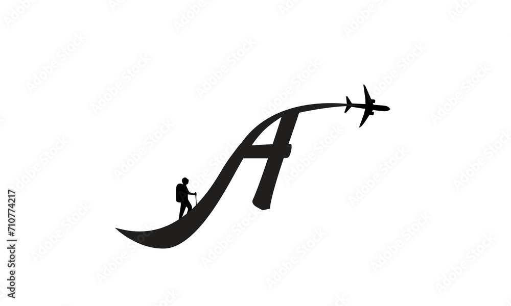 Letter A Air Travel Logo icon Design graphic element, symbol, sign for travel agency logo design