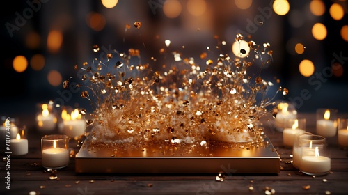 Gold Glitter Frame: Wedding Ornament in 8K/4K Photorealistic Splendor