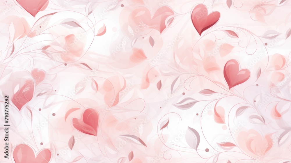 a bunch of hearts that are on a pink and white background with a pattern of leaves and hearts on the left side of the image. a bunch of hearts that are on a pink and white background with a pattern of leaves and hearts on the left side of the image.