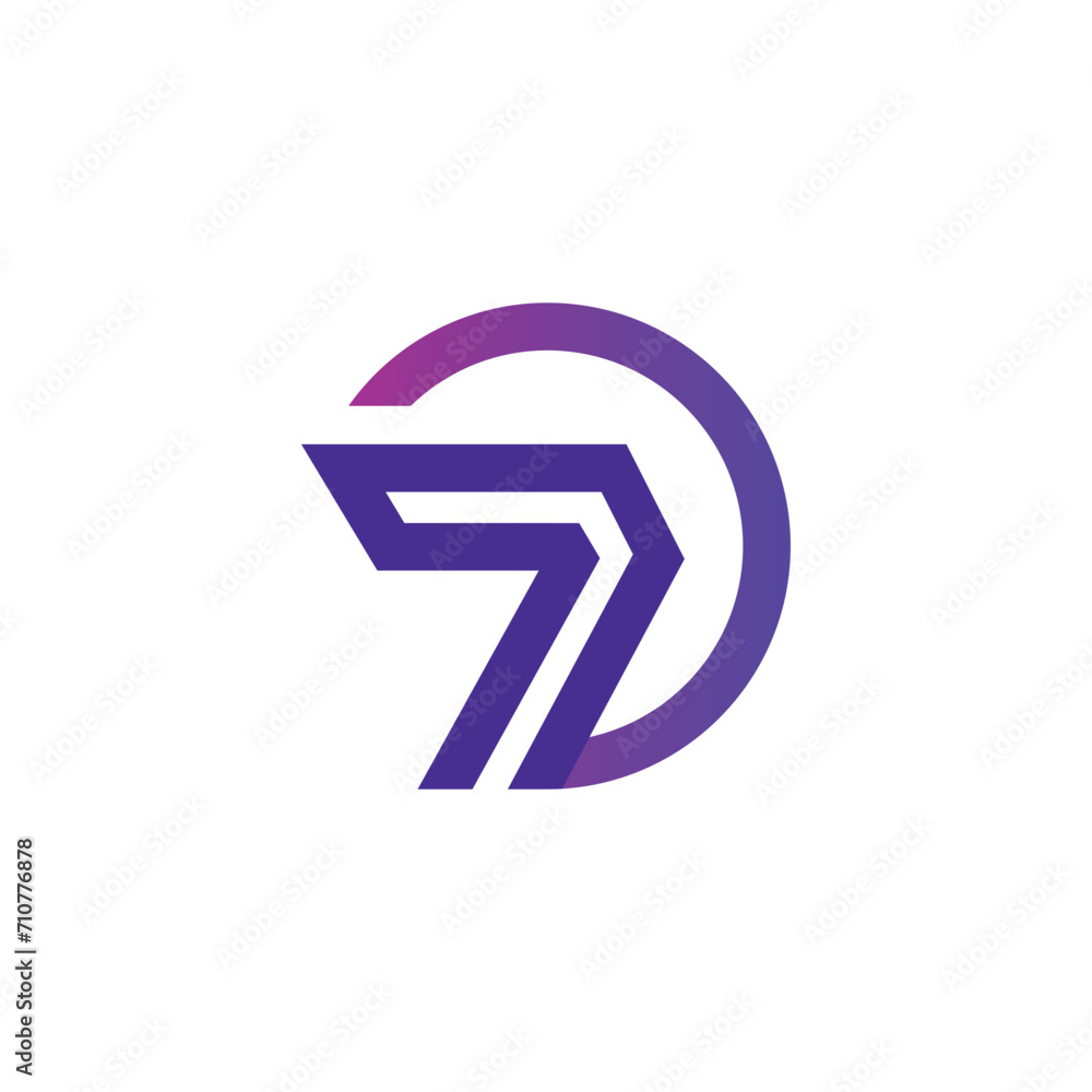 Seven with Rounded Line Gradient Seven with Rounded Line Gradient