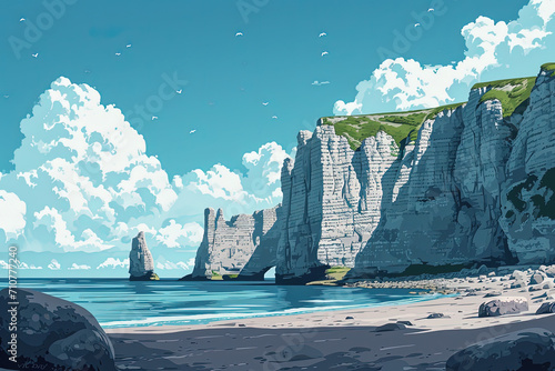 Enchanting Etretat Cliffs - Ultradetailed Illustration for Creative Projects