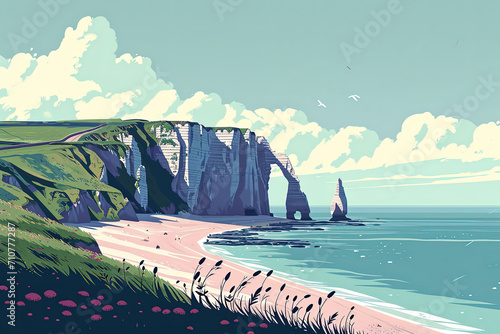 Enchanting Etretat Cliffs - Ultradetailed Illustration for Creative Projects