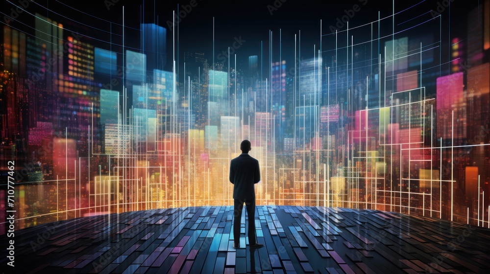 Representation of data analytics,charts, graphs and data driven insights emerging from a sea of information Representation of data analytics,charts, graphs and data driven insights emerging from a sea of information