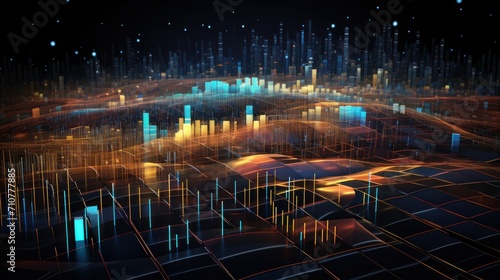 Representation of data analytics charts  graphs and data driven insights emerging from a sea of information