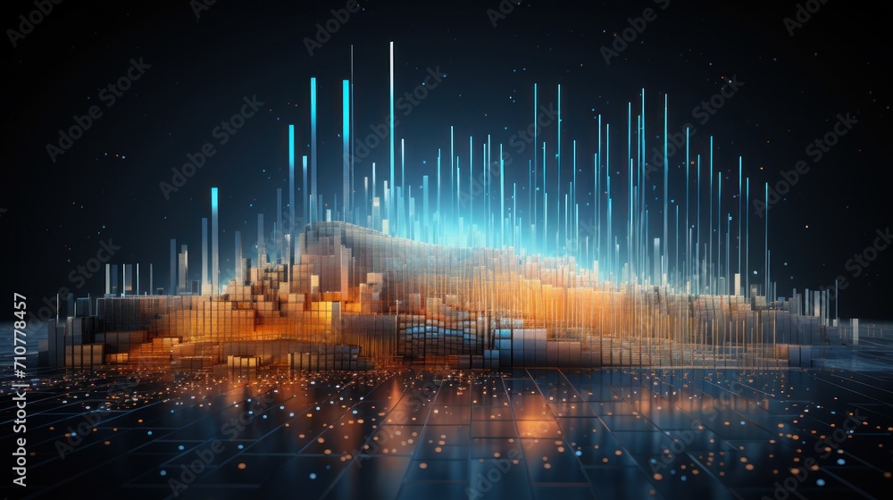 Fototapeta premium Representation of data analytics,charts, graphs and data driven insights emerging from a sea of information