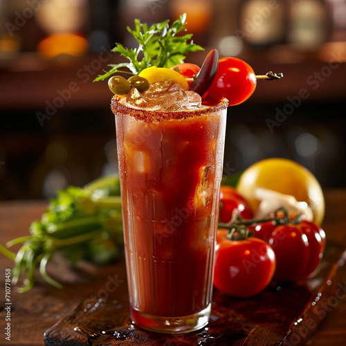 Wallpaper Mural Bloody Mary cocktail on a black background. Unusual background, natural paints, and colors. Bar. Torontodigital.ca