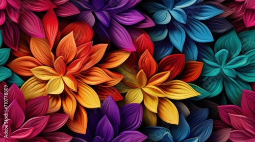  a bunch of colorful flowers that are in the shape of a flower on a black background with red  yellow  green  blue  and purple colors.