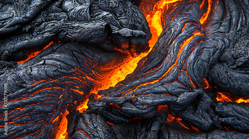 Close up texture of lava flow - red and black background