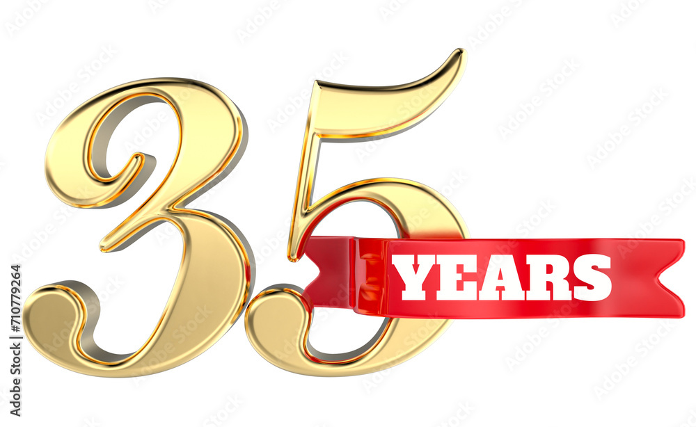 35 Anniversary Gold With Red 3D 35 Anniversary Gold With Red 3D