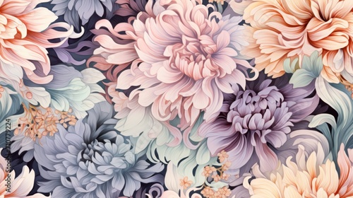  a close up of a bunch of flowers on a black and white background with pink, purple, and blue flowers.