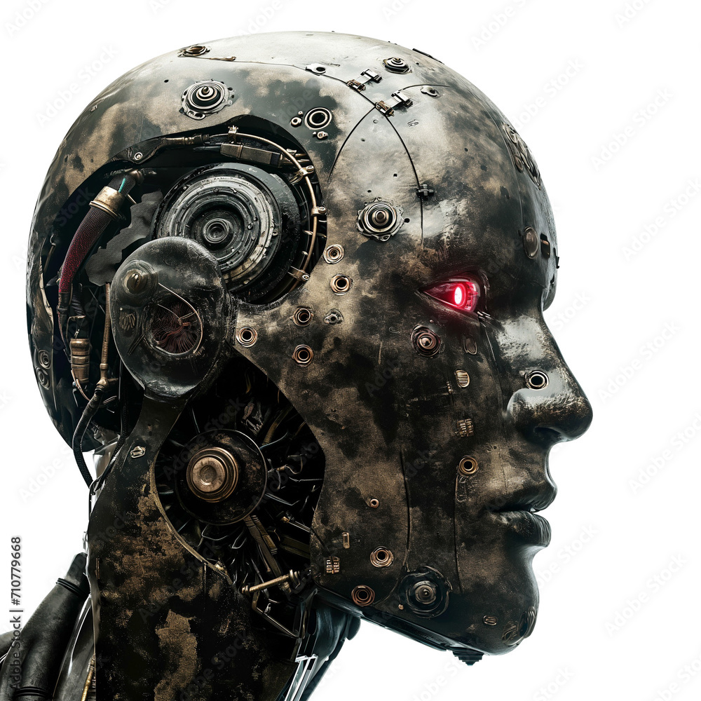 Realistic Black Metal Robot Head - Futuristic and Detailed Humanoid Technology Realistic Black Metal Robot Head - Futuristic and Detailed Humanoid Technology