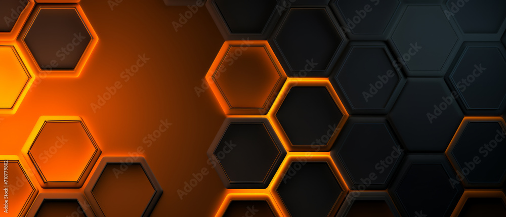 Obraz premium Hexagonal Pattern with Glowing Orange Accents.