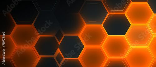 Hexagonal Pattern with Glowing Orange Accents.